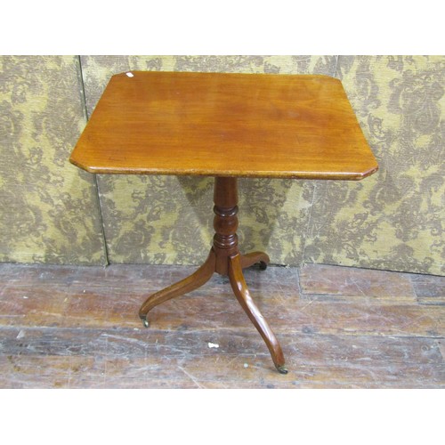 1463 - A Georgian mahogany snap-top table the rectangular top on turned pillar and tripod, 60cm max