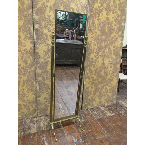 1464 - A brass framed cheval mirror