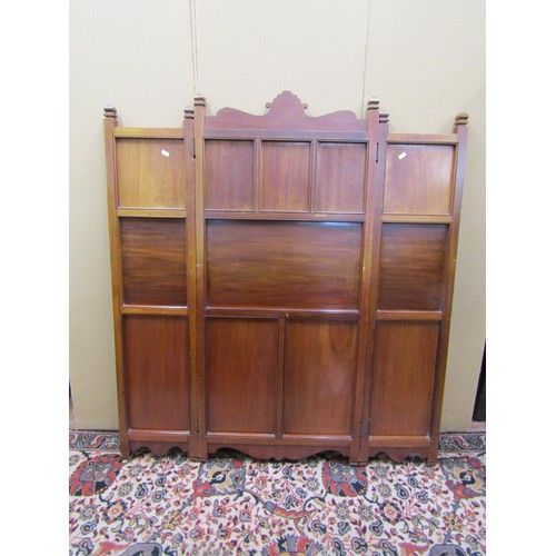 1480 - An Edwardian three-fold screen with armorial crest 1859-1909, 138cm high x 60cm wide when closed