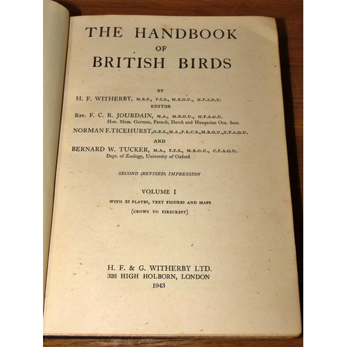 579 - A complete set of H F Witherby's The Handbook of British Birds (1943) (5 volumes) together with Geor... 