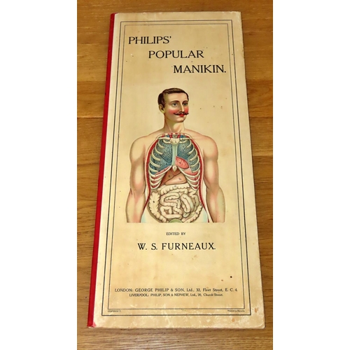 587 - Graphic design interest -Philip's Popular Manikin or Model of the Human Body edited by W S Furneaux,... 