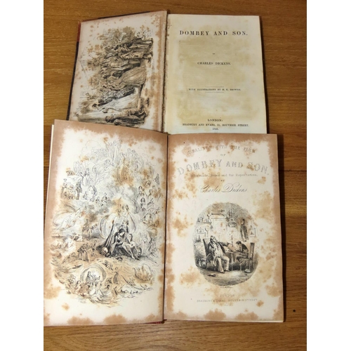 592 - Antiquarian interest to include works by Charles Dickens - Dombey and Son (1848, 2 volumes), Our Mut... 