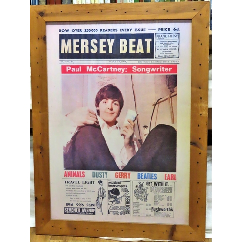 597 - Beatles interest, posters and books to include a pair of 1964 framed posters (98 x 73cm) featuring P... 