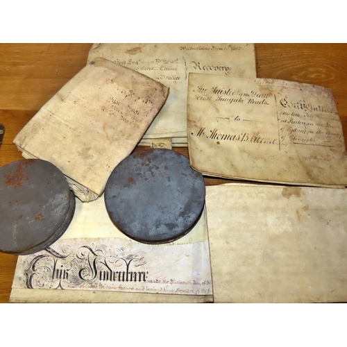 613 - A large quantity of 18th and 19th century parchment deeds including leases, conveyances and indentur... 