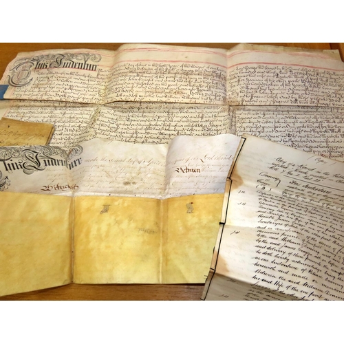 613 - A large quantity of 18th and 19th century parchment deeds including leases, conveyances and indentur... 