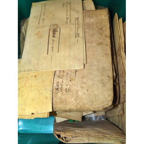 613 - A large quantity of 18th and 19th century parchment deeds including leases, conveyances and indentur... 