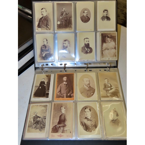 618 - Eight albums of Victorian portrait cards, almost exclusively in formal poses, with the photographers... 