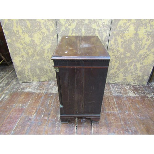 1393 - An antique chest of three long drawers on bracket feet, 70cm wide x 80cm high