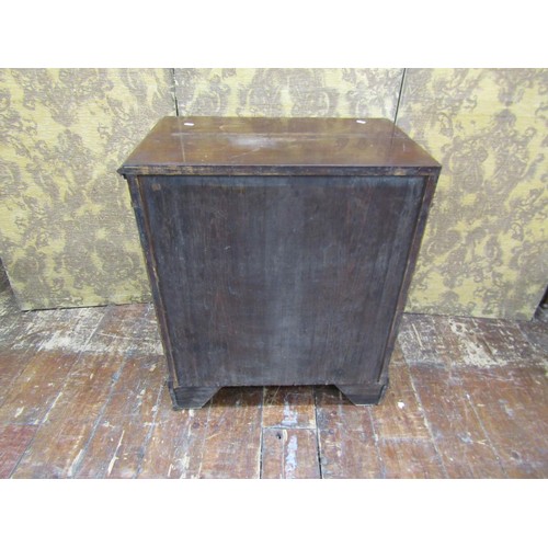 1393 - An antique chest of three long drawers on bracket feet, 70cm wide x 80cm high