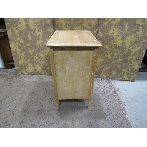 1186 - A small Edwardian stripped pine three drawer chest on square tapered supports, 77cm high x 61cm x 44... 