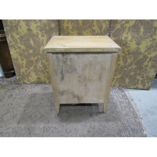 1186 - A small Edwardian stripped pine three drawer chest on square tapered supports, 77cm high x 61cm x 44... 