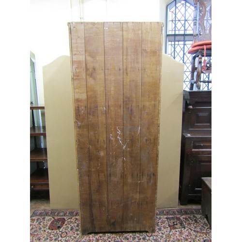 1345 - A 19th century waxed pine food cupboard on two tiers enclosed by two pairs of panelled doors with sh... 