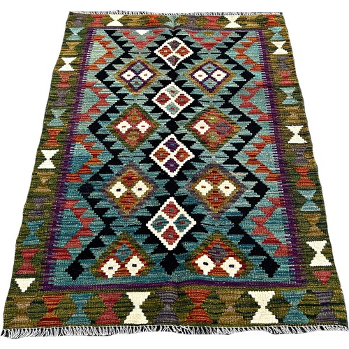 1640 - A Maimana Kilim rug with interlocking stepped medallions 148cm x 98cm approximately