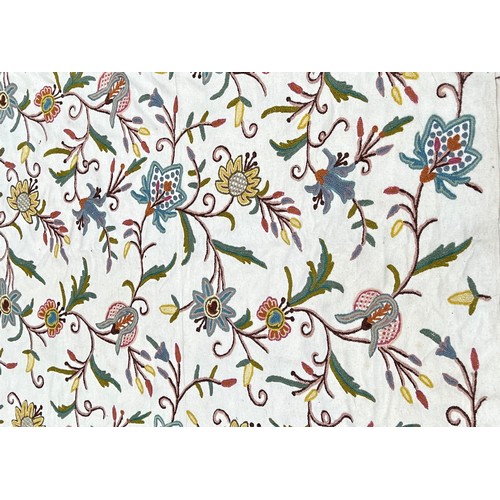 1641 - A Kasmiri floral crewel work cotton panel 520cm x 400cm approximately