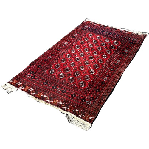 1646 - A Turkoman carpet with rows of small elephant foot gul on a predominantly red ground, 185cm x 115cm ... 