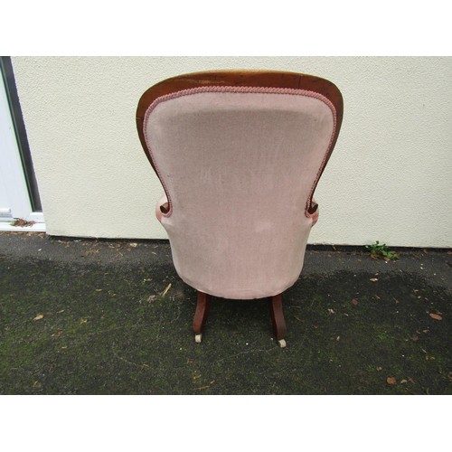 1491 - A Victorian drawing room chair with show wood frame on cabriole supports