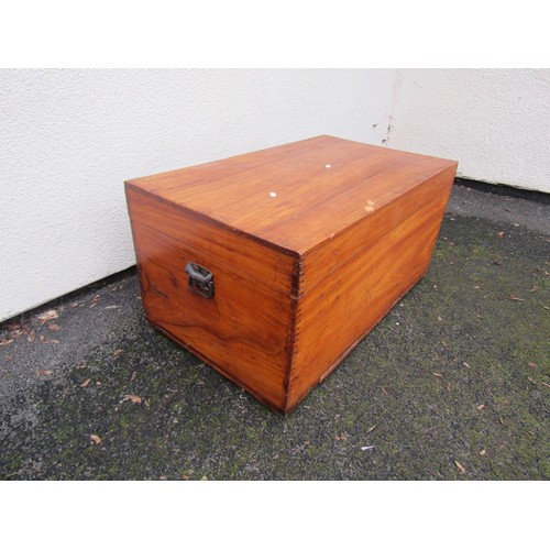 1496 - An camphor wood travelling trunk, 45cm high x 92cm x 54cm