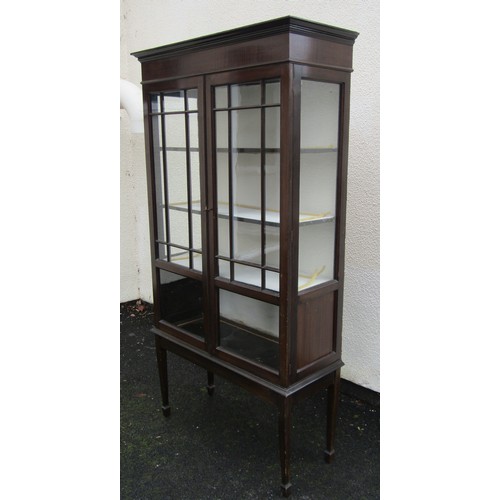 1507 - An Edwardian glazed cabinet with astragal glazed panelled doors on square tapered legs, 172cm high x... 