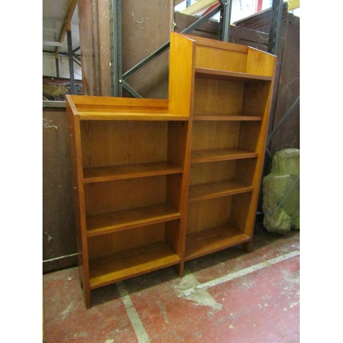 1510 - An oak open bookcase on two graduated tiers, 170cm max height, 140cm wide