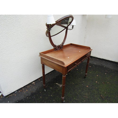 1513 - A late Victorian dressing table with integrated girandole lights on turned supports