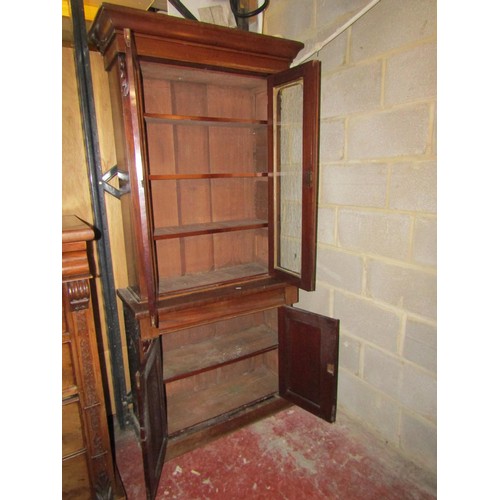 1516 - A small Victorian mahogany glazed library bookcase, 200cm high x 90cm x 40cm