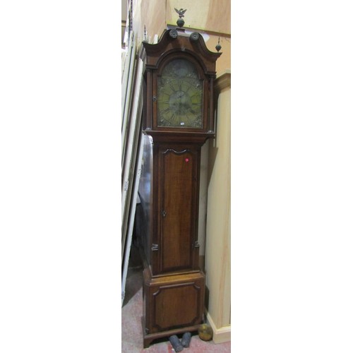 1343 - A Georgian oak longcase clock by James Evans of Shropshire with eight day movement, the broken arch ... 