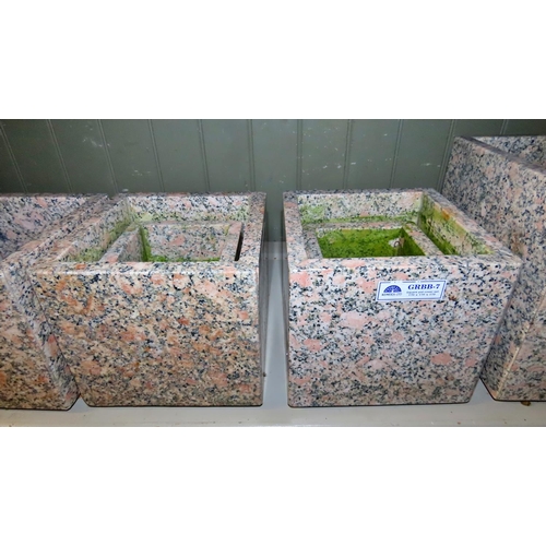 1071 - Seven contemporary polished marble/ granite cube shaped planters of graduated size, the largest exam... 