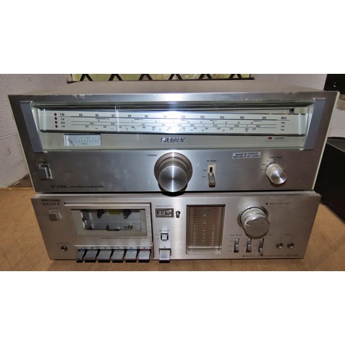 1107 - Sony hi-fi separates ST212AL FM-AM tuner and stereo cassette deck TCU30, together with a stereo musi... 