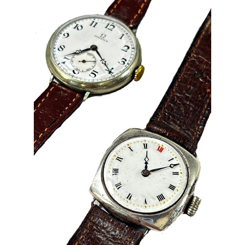 321 - Omega: A gentleman’s early 20th century stainless steel cased wristwatch, with white enamel dial pop... 