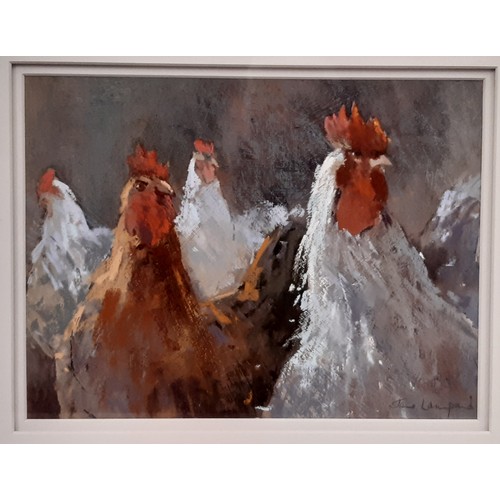 1671 - Jane Lampard (Local artist, Contemporary) - 'Feathered Friends', pastel, signed below with artist's ... 