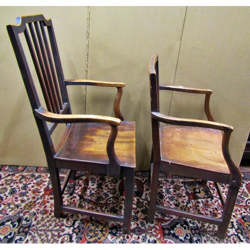 1353 - Two Georgian North country elbow chairs with dished seats