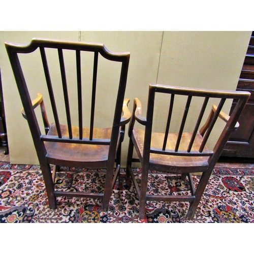 1353 - Two Georgian North country elbow chairs with dished seats