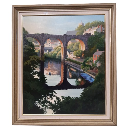 1692 - Geoffrey Law (Contemporary) - 'The Last Boat Home, Knaresborough' (1995), oil on canvas board, signe... 