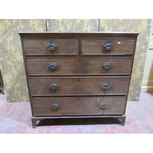 1558 - A regency mahogany and oak lined chest of three long and two short drawers on bracket supports, 105c... 