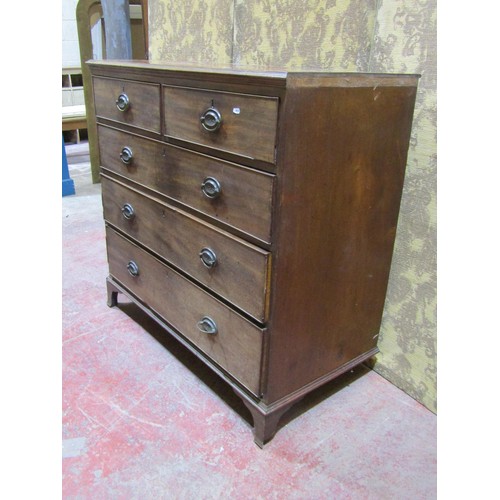 1558 - A regency mahogany and oak lined chest of three long and two short drawers on bracket supports, 105c... 