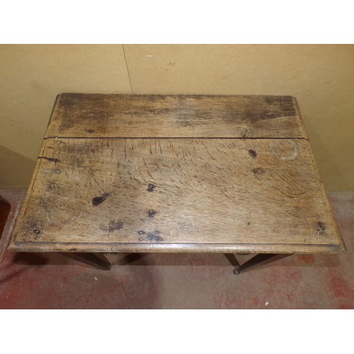 1560 - A Georgian oak countrymade side table with frieze drawer on  square tapered legs, 74cm high x 79cm w... 