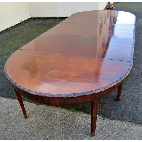 1574 - A late 19th/early 20th  century mahogany D end three sectional dining table in the Georgian style wi... 