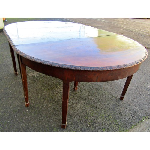 1574 - A late 19th/early 20th  century mahogany D end three sectional dining table in the Georgian style wi... 