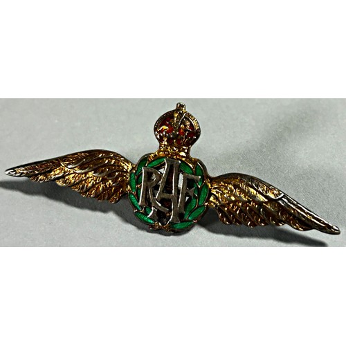 289 - An enamelled silver WWII period RAF ‘sweetheart’ brooch, in seemingly original ‘Wixleys, Westcliff-o... 