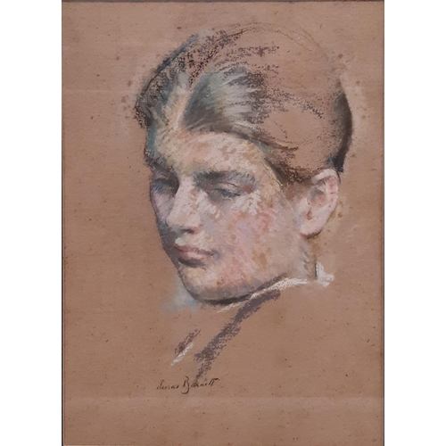 1711 - A 20th Century pastel portrait of girl, indistinctly signed '... Bennett' below, 30 x 40 cm, glazed ... 