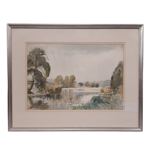 1715 - Elizabeth Scott-Moore (1902-1993) - 'Bend in the River Mapledurham', watercolour on paper, signed lo... 