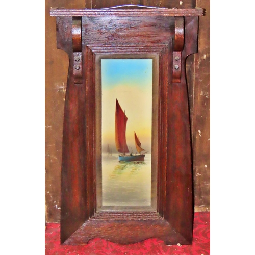 1308 - A late Victorian overmantel mirror, the mahogany frame enclosing an arrangement of watercolours of s... 