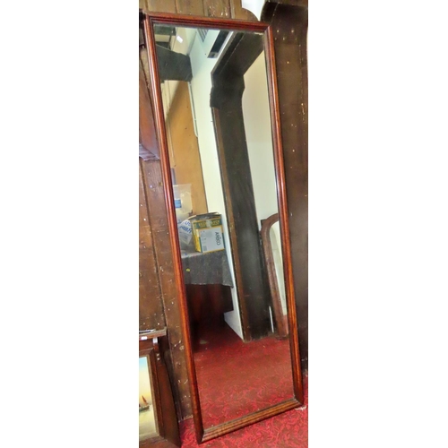 1309 - A vintage full length dressing mirror with simple rectangular stepped and moulded frame, probably fr... 