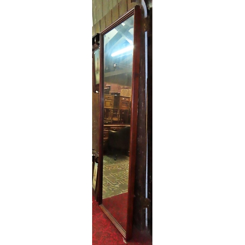 1309 - A vintage full length dressing mirror with simple rectangular stepped and moulded frame, probably fr... 