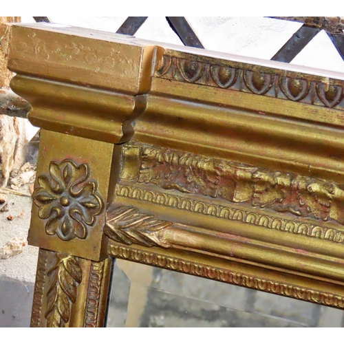 1315 - A regency style gilt framed overmantel mirror, with decorative moulded frame and bevelled edge plate... 