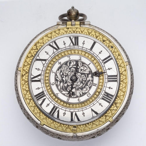 333 - David Bouquet, London
A rare silver clock-watch with alarm
Circa 1660-1665.
 
The 8cm diameter gilt-... 