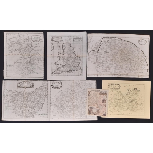 1769 - A folder of seven engraved county maps mostly by Robert Morden, to include: 'Suffork', 'Hertfordshir... 