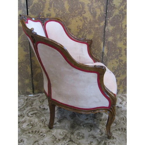 1141 - French salon chair with carved and moulded show wood frame