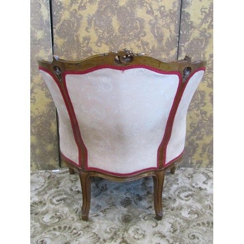 1141 - French salon chair with carved and moulded show wood frame