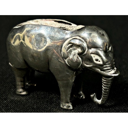 225 - A silver elephant pin cushion, Birmingham 1905, maker Adie & Lovekin Ltd. 4cm wide.